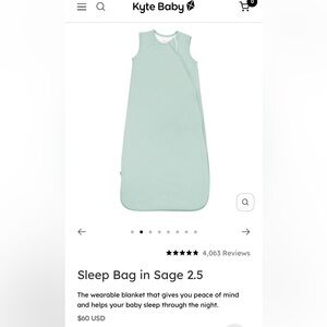 Kyte Baby Sleep Bag Wearable Blanket Double Zip Sleeveless Sage Large 2.5 Tog